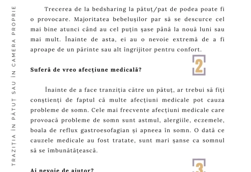 Tranziția în pătuț sau cameră proprie